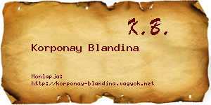 Korponay Blandina névjegykártya